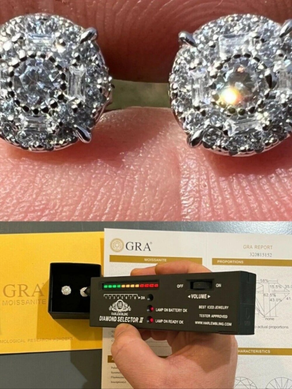Moissanite Real 925 Silver 8mm Earrings Round Halo Cluster Stud Pass Test VVS1 D - Picture 4 of 8